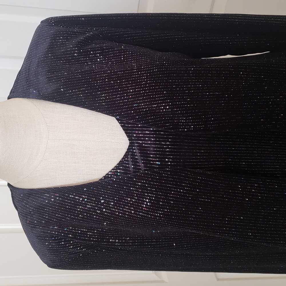 Vintage 80s Ronni Nicole Black Velvet Metallic Shimmer Twinset Cardigan PS - Picture 12 of 15